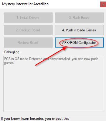 APK Rom Configurator button being clicked